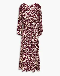 ba&sh Goa pleated printed crepe de chine midi wrap dress - Purple Purple