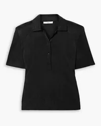 tibi Deeba cupro-blend jersey polo shirt - Black Black