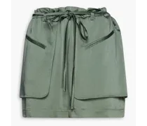 Layered satin-crepe mini skirt - Green