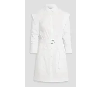 Hadley ruched cotton-poplin mini shirt dress - White