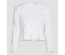 Shirred cotton blouse - White