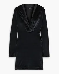 Leslie Amon Grace hooded velvet mini dress - Black Black