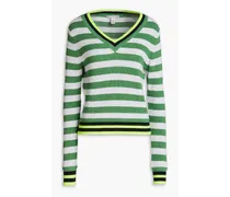 Striped cotton sweater - Green