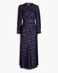 Sandro Printed silk-twill midi dress - Purple Purple