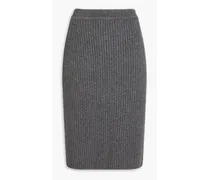 Ribbed wool and cashmere-blend midi skirt - Gray