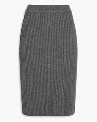 Thom Browne Ribbed wool and cashmere-blend midi skirt - Gray Gray