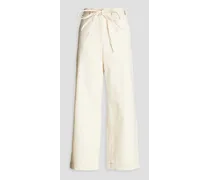 Cyrus belted high-rise wide-leg jeans - White
