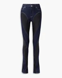 Thierry Mugler Stretch-jersey paneled high-rise skinny jeans - Blue Blue