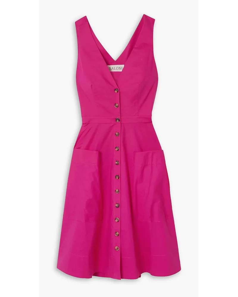 Saloni Zoey cutout stretch-cotton poplin mini dress - Pink Pink