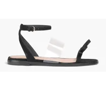 Bow-emebllished suede and PVC sandals - Black
