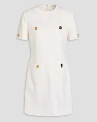 Moschino Button-embellished wool-twill mini dress - White White