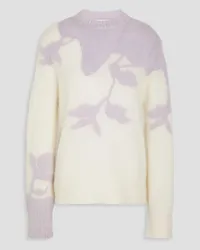 Erdem Salma two-tone jacquard-knit mohair-blend sweater - White White