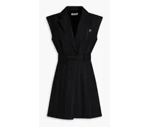 Vaiana embellished pinstriped twill mini dress - Black