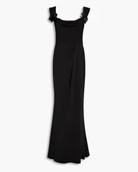 Marchesa Appliquéd draped crepe gown - Black Black