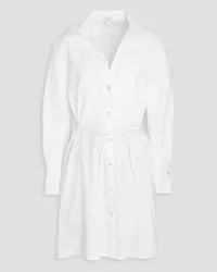 Vince Belted linen-blend mini shirt dress - White White