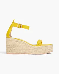 Gianvito Rossi Merida braded leather platform espadrille sandals - Yellow Yellow