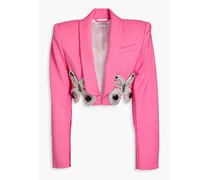Cropped embellished wool-blend blazer - Pink