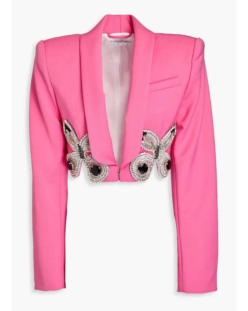 Area Cropped embellished wool-blend blazer - Pink Pink