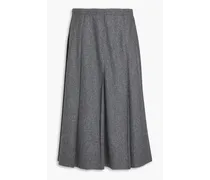Pleated wool-blend midi wrap skirt - Gray