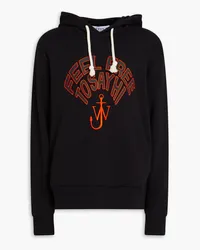 J.W.Anderson Printed cotton-fleece hoodie - Black Black