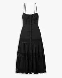 Charo Ruiz Marisa tiered corded lace-trimmed cotton-blend voile maxi dress - Black Black