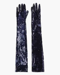 Maison Margiela Sequined stretch-mesh gloves - Blue Blue