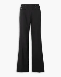 Stella McCartney Embroidered embellished grain de poudre wool bootcut pants - Black Black