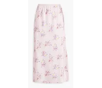 Aimee floral-print satin-crepe midi skirt - Pink