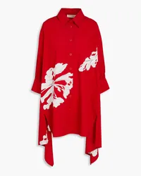 Gentryportofino Oversized printed cotton-poplin shirt - Red Red