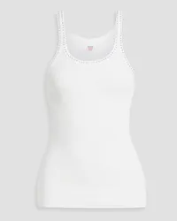 RE/DONE Crystal-embellished ribbed cotton-jersey tank - White White