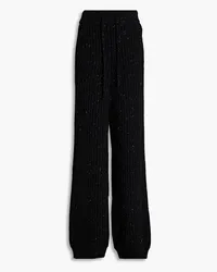 Marni Metallic ribbed wool-blend wide-leg pants - Black Black