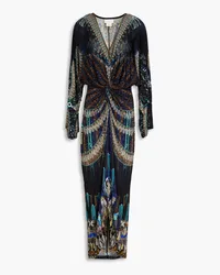 Camilla Crystal-embellished printed stretch-jersey maxi dress - Blue Blue