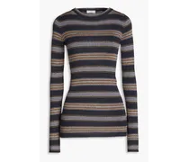 Metallic striped wool and cashmere-blend top - Blue