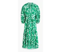 Diane von Furstenberg Artie printed stretch-cotton poplin midi dress - Green Green