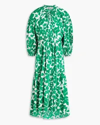 Diane von Furstenberg Artie printed stretch-cotton poplin midi dress - Green Green