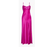 Aurelia gathered silk-satin maxi dress - Purple