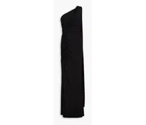 One-shoulder ruched jersey gown - Black