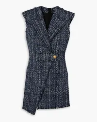 Balmain Embellished bouclé mini dress - Blue Blue