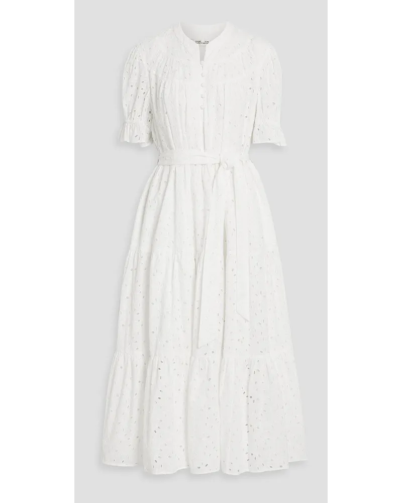 Diane von Furstenberg Kramer tiered broderie anglaise cotton midi dress - White White