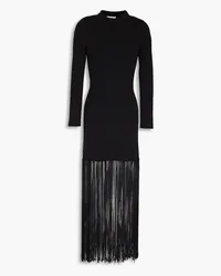 Sandro Fringed knitted midi dress - Black Black