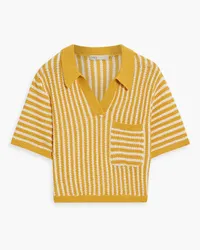 Onia Cropped striped linen polo shirt - Yellow Yellow