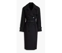 Double-breasted cotton-blend trench coat - Black