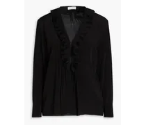 Handi ruffled pintucked silk shirt - Black