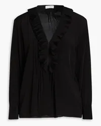 Sandro Ruffled pintucked silk shirt - Black Black