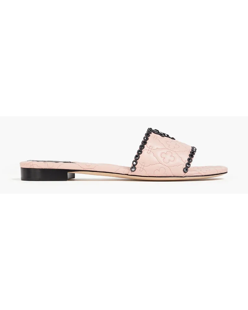 René Caovilla Vittoria embellished quilted leather sandals - Pink Pink