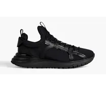 Shiro stretch-knit and leather exaggerated-sole sneakers - Black