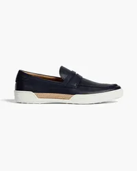 TOD'S Pebbled-leather loafers - Blue Blue