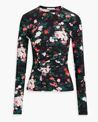 Paco Rabanne Ruched floral-print stretch-jersey top - Black Black