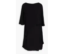 Ruffled crepe-satin dress - Black