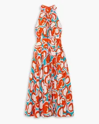 Diane von Furstenberg Nicola belted printed crepe midi dress - Red Red